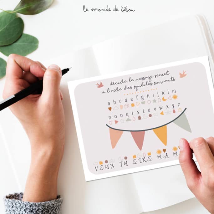 Carte message codé Marraine