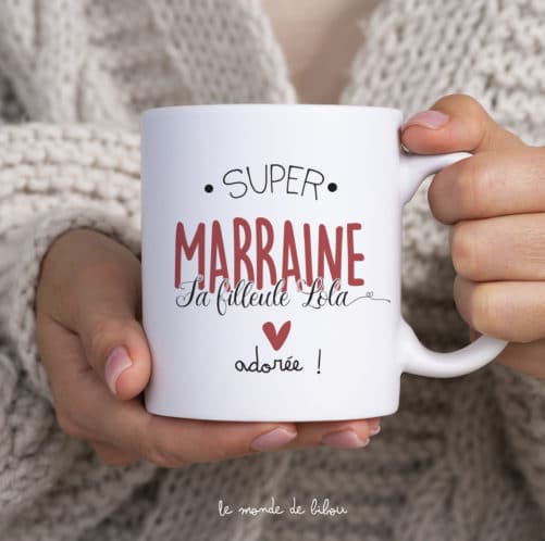Mug cadeau super marraine personnalisé