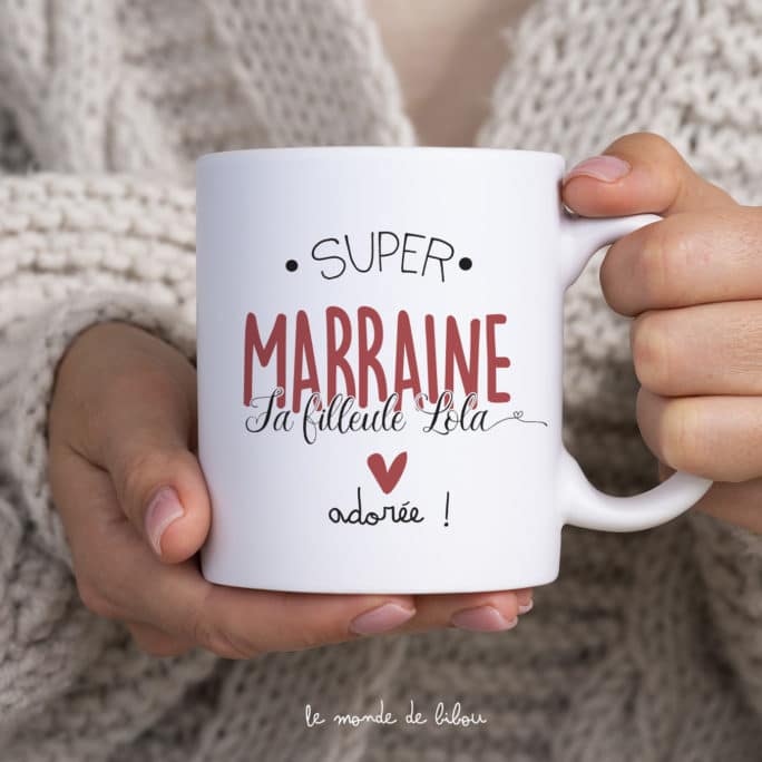 Mug cadeau super marraine personnalisé
