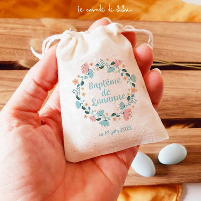 Sac ballotin Fleurs bleu rose
