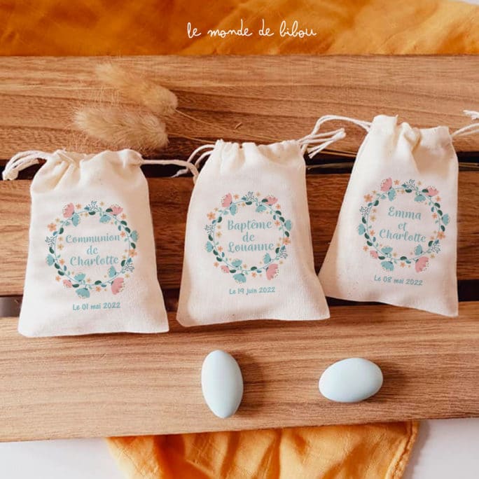 Sac ballotin Fleurs bleu rose
