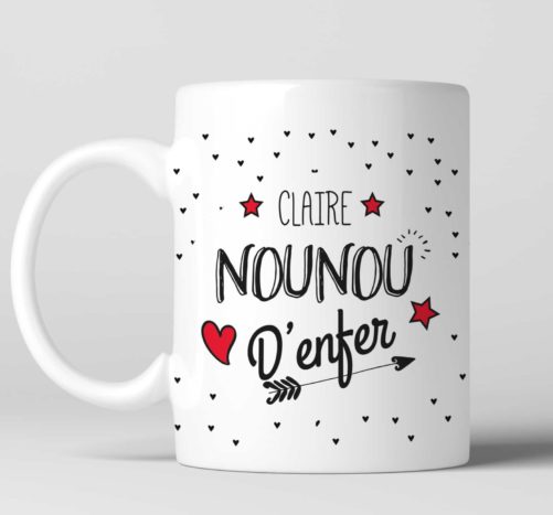 Mug Nounou d'enfer personnalisable