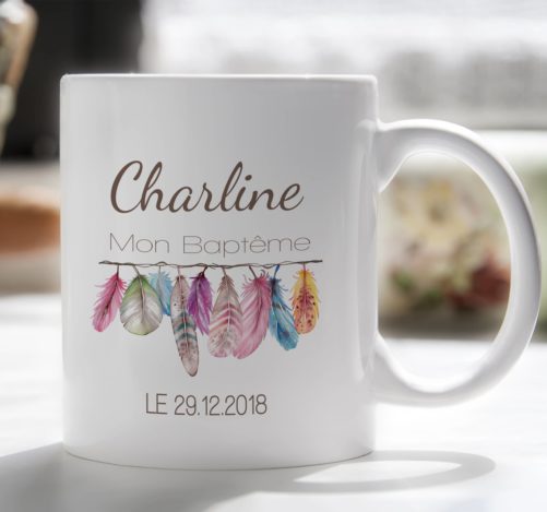 Mug souvenir Boho plumes