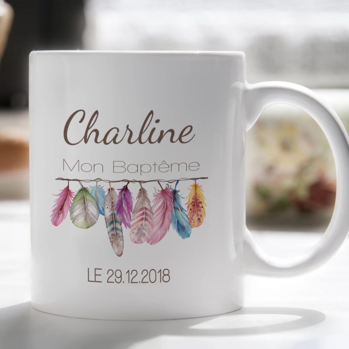 Mug souvenir Boho plumes