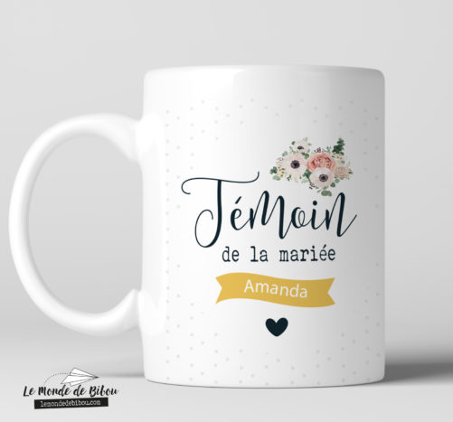 Mug personnalisé témoin de la mariée