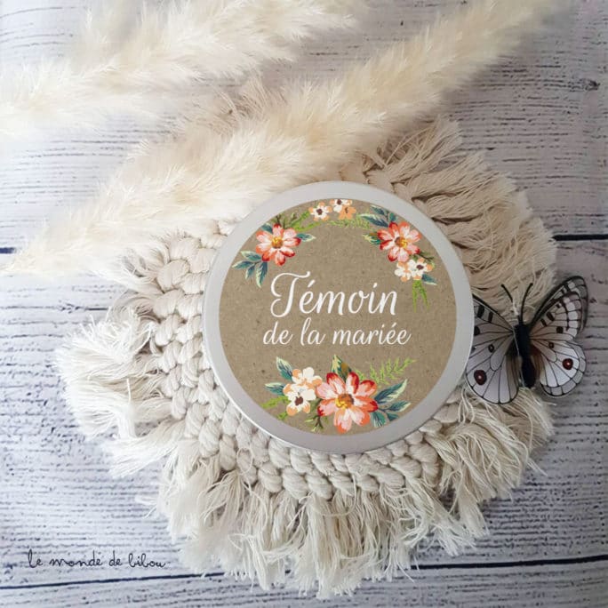 Bougie cadeau Témoin de la mariée
