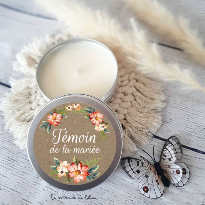 Bougie cadeau Témoin de la mariée