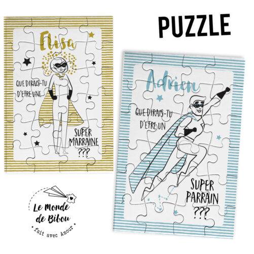 Puzzle demande Super marraine parrain