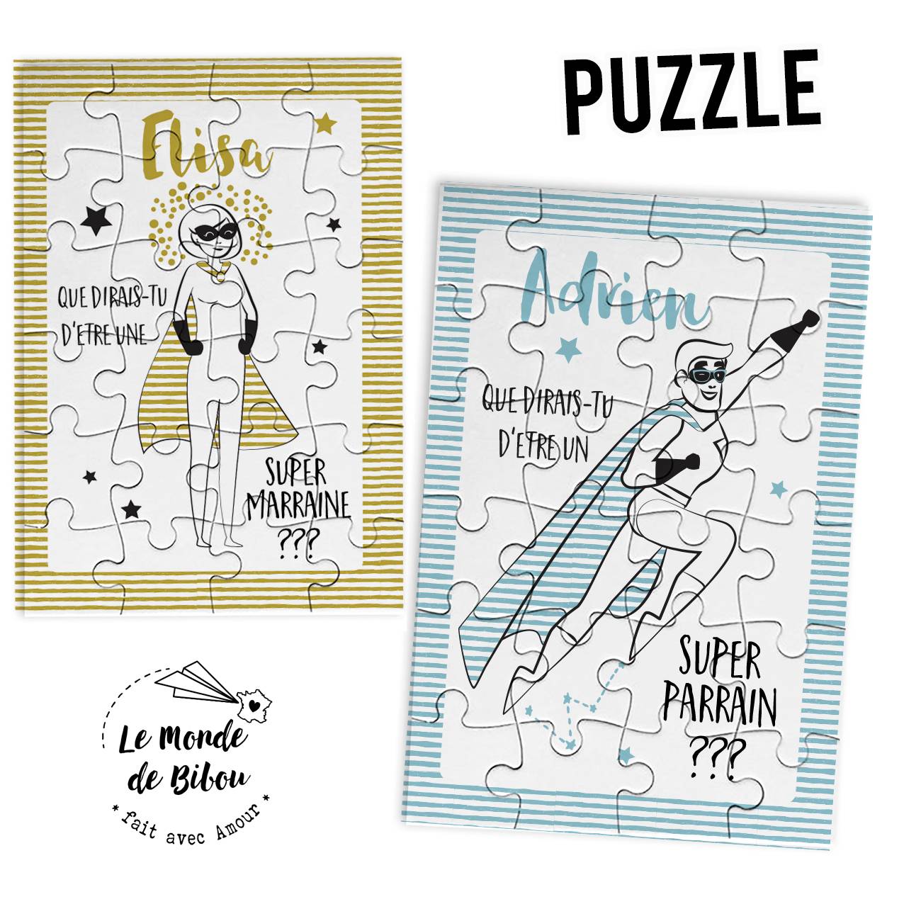 Puzzle demande Super marraine parrain