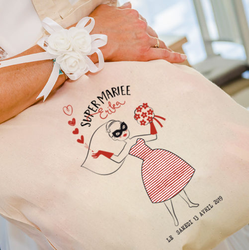 Sac tote bag personnalisable super mariée