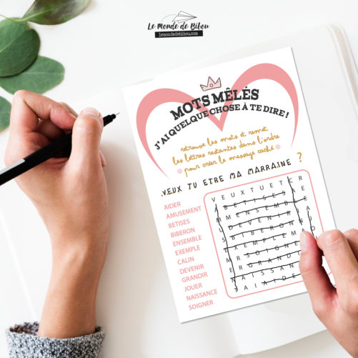 Mots mêlés parrain marraine