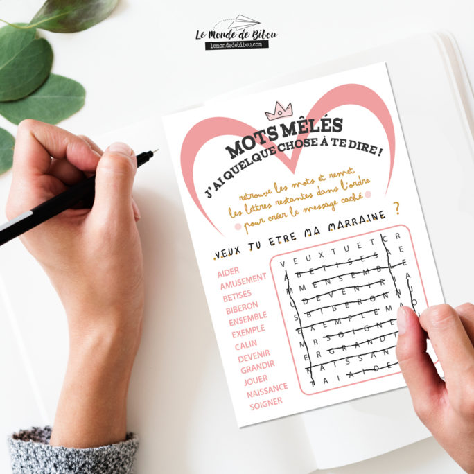 Mots mêlés parrain marraine