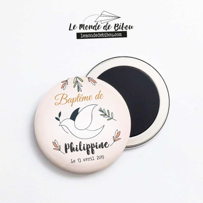 Magnet cadeaux Baptême thème colombe