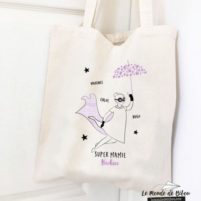 Tote bag personnalisé super mamie