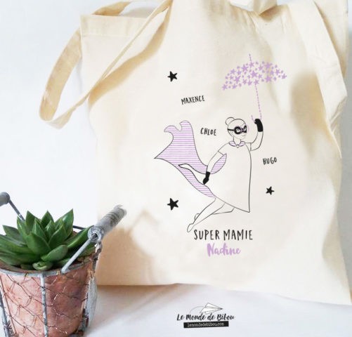 Tote Bag Mamie thème Super Héros
