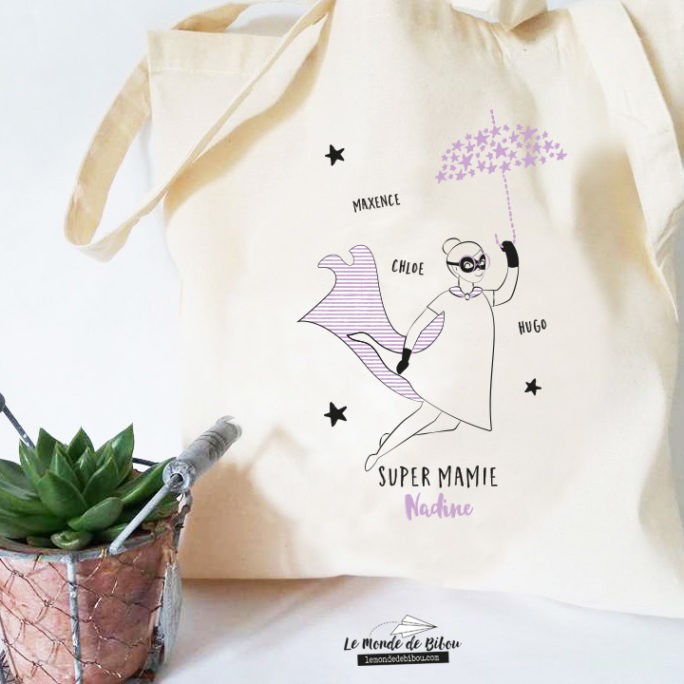 Tote Bag Mamie thème Super Héros