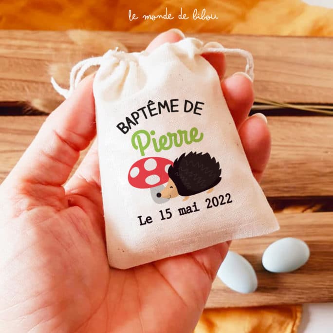 Sac ballotin dragées Hérisson