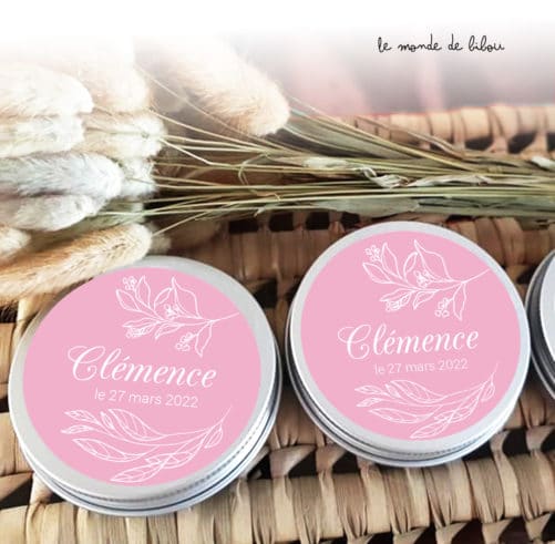 Boîte à dragées prénom rose bonbon