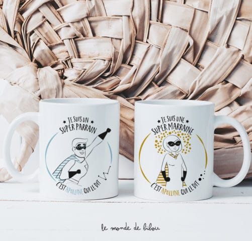 Duo Mugs Parrain Marraine Super héros