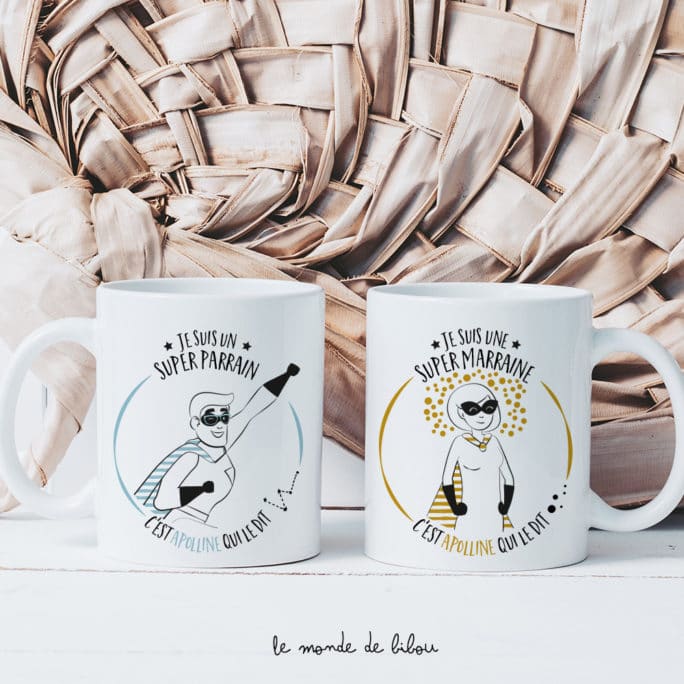 Duo Mugs Parrain Marraine Super héros