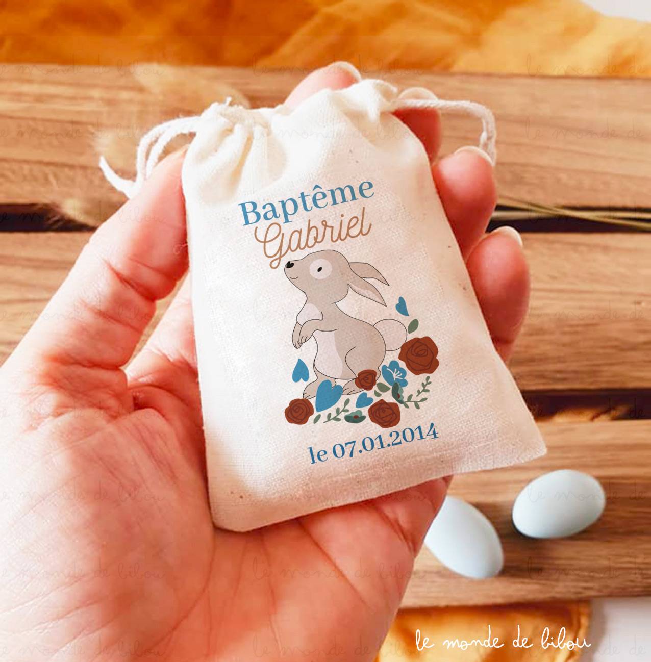 Sac ballotin dragées Lapin