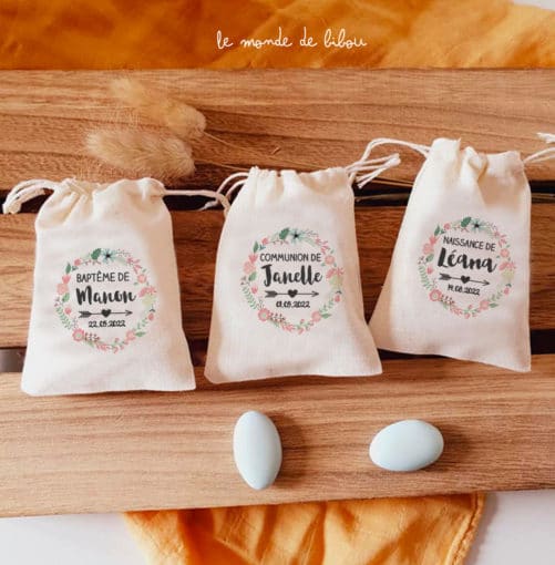 Sac ballotin dragées Boho
