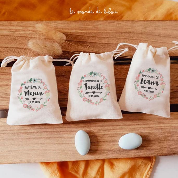Sac ballotin dragées Boho