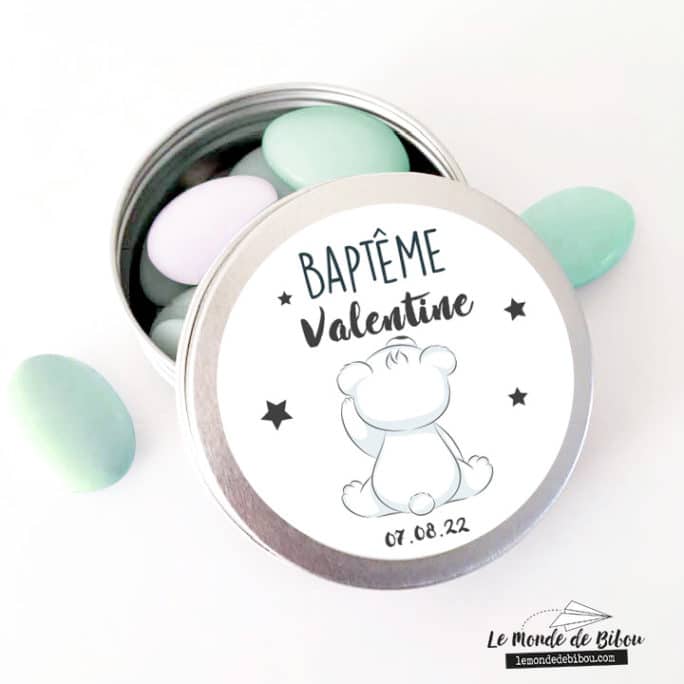 Boîte dragées petit ourson