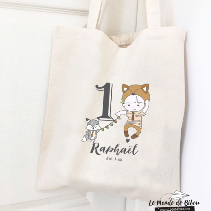 Tote bag anniversaire déguisement renard