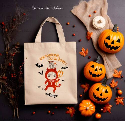 Petit Tote bag d'Halloween Diable