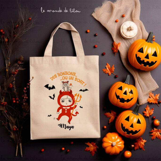 Petit Tote bag d'Halloween Diable