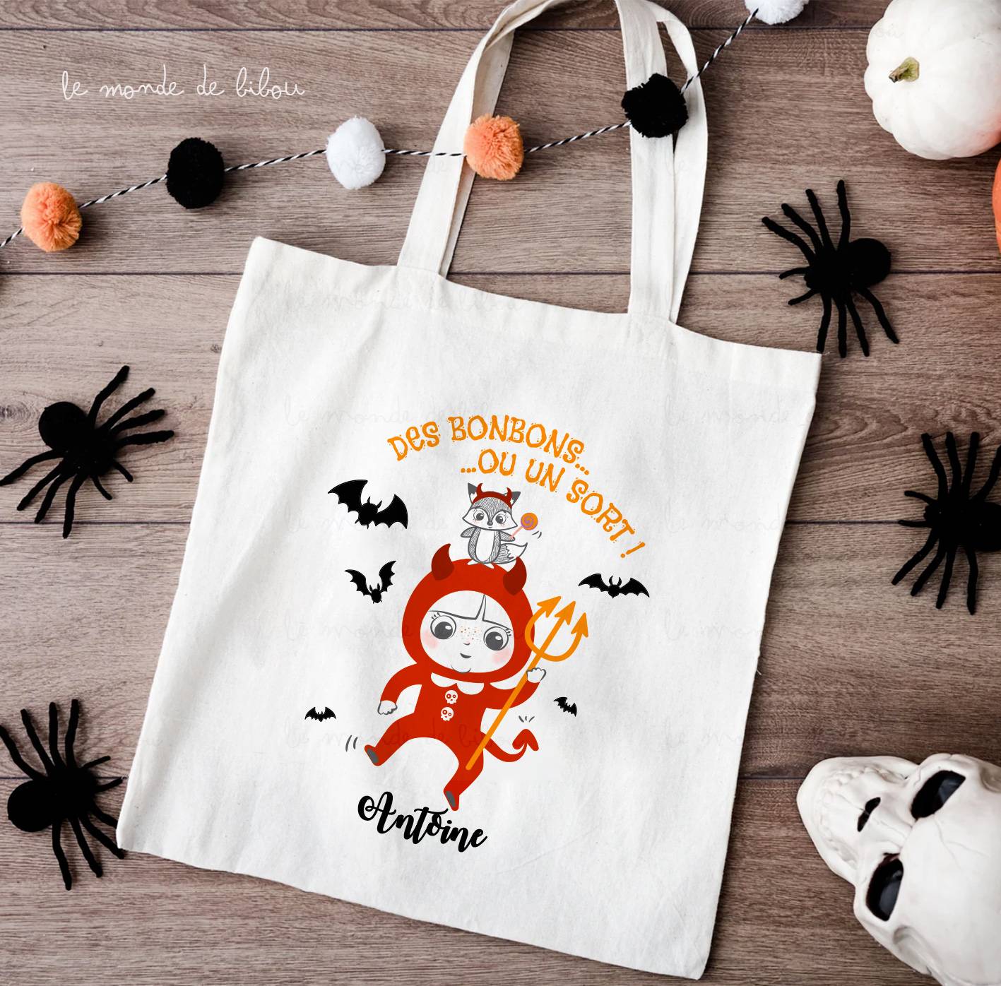 Sac à bonbons d'Halloween personnalisé Diable