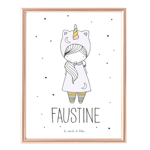 Affiche Prénom Petite Licorne