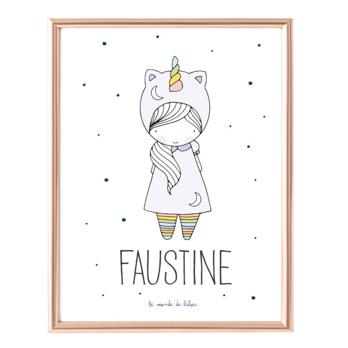 Affiche Prénom Petite Licorne