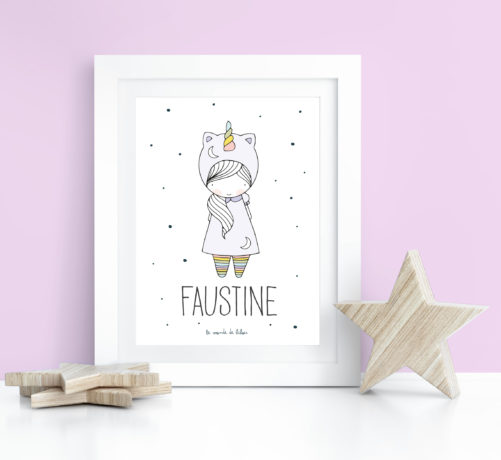 Affiche Prénom Petite Licorne