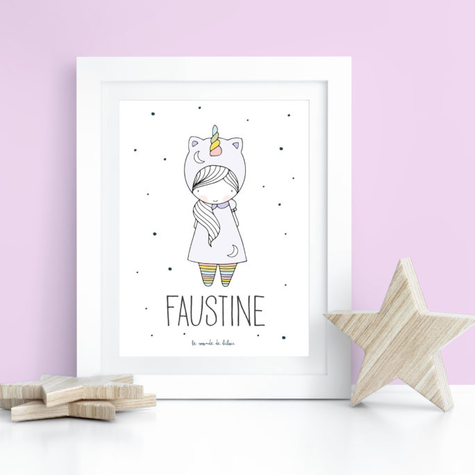 Affiche Prénom Petite Licorne
