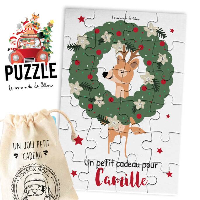 Puzzle Noël personnalisé Renne