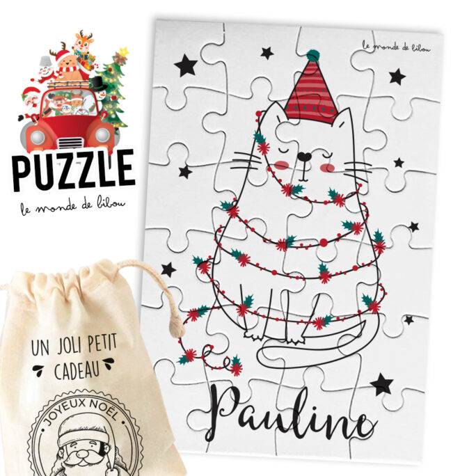 Puzzle Noël personnalisé Chat