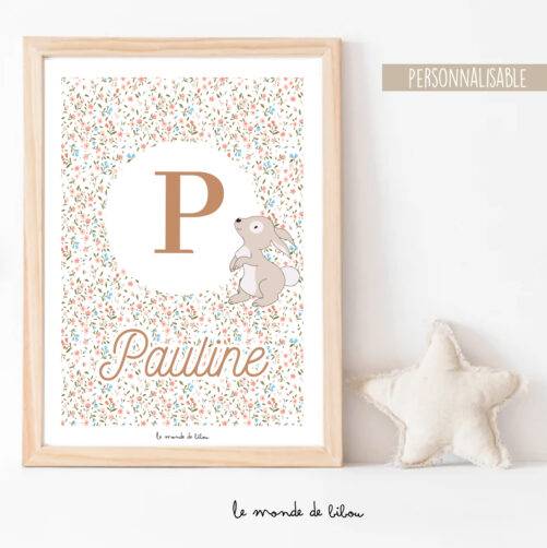 Affiche Prénom Lapin Liberty