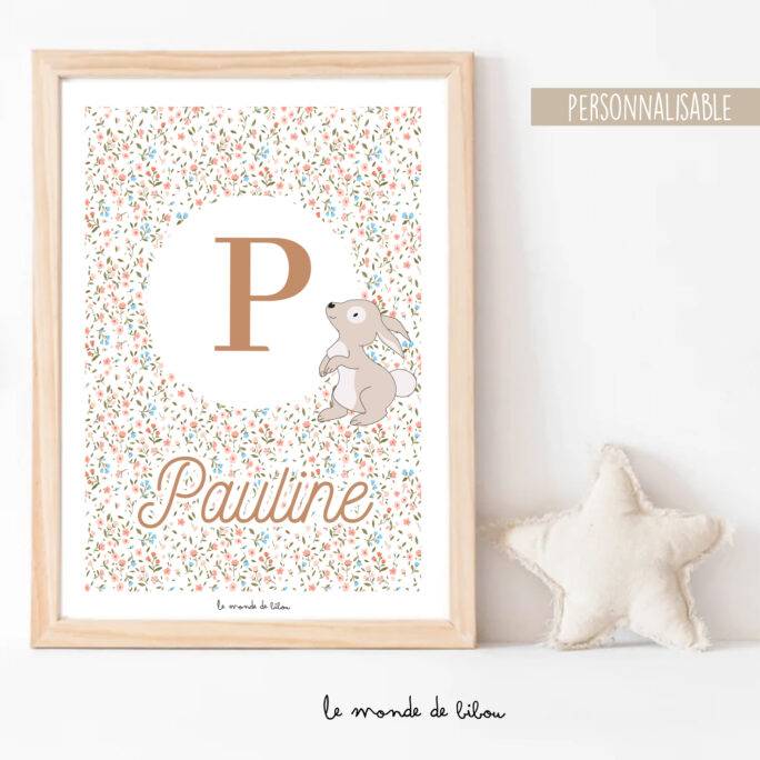 Affiche Prénom Lapin Liberty