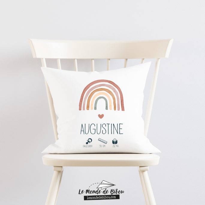Coussin de naissance Arc en ciel