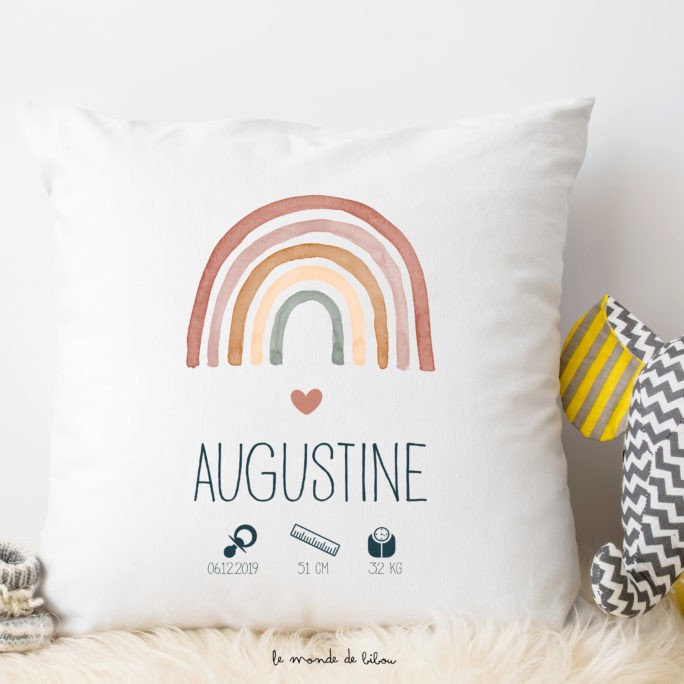 Coussin de naissance Rainbow fille