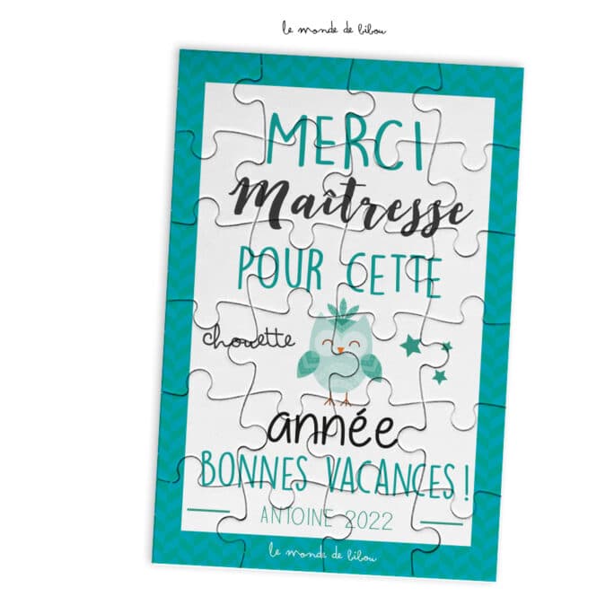 Puzzle Merci Maîtresse chouette