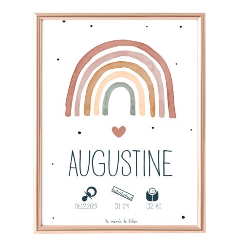 Affiche Naissance Rainbow fille
