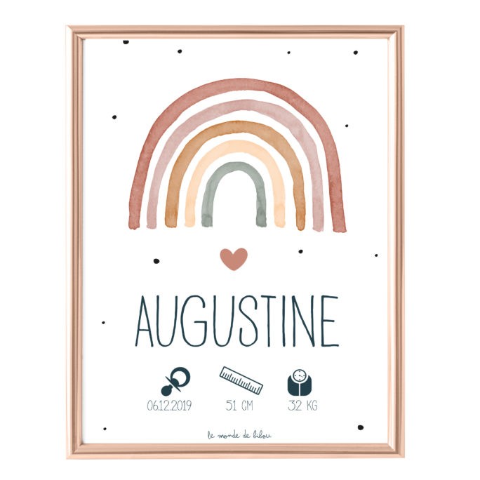 Affiche Naissance Rainbow fille