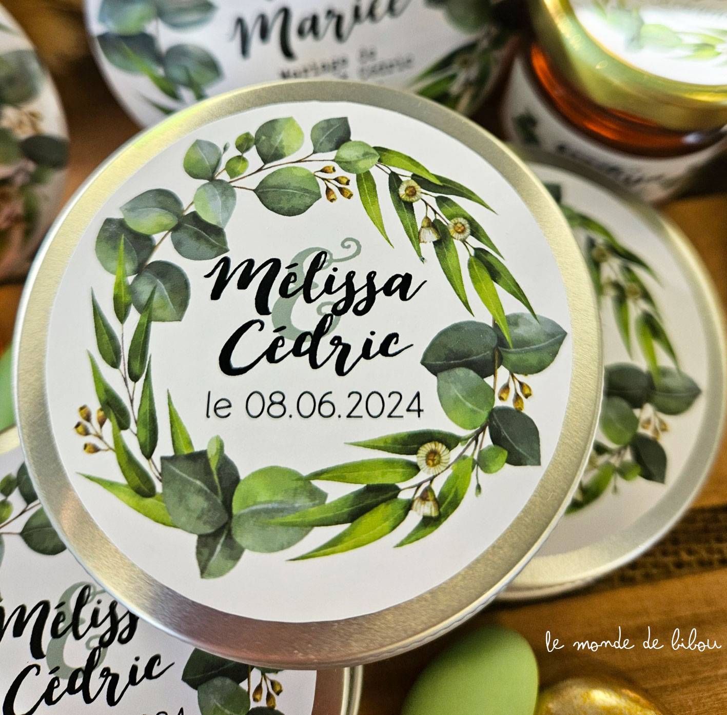 Boîte à dragées Mariage Couronne d'Eucalyptus