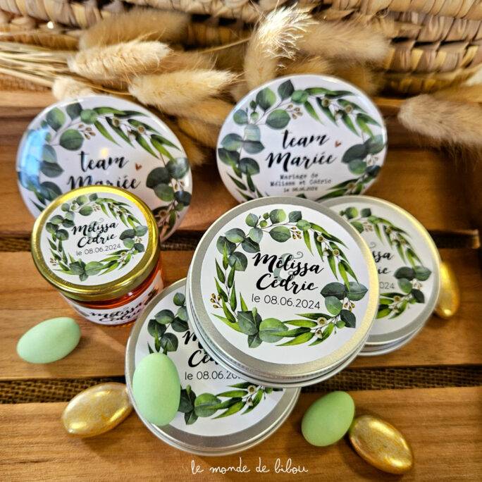 Boîte à dragées Mariage Couronne d'Eucalyptus