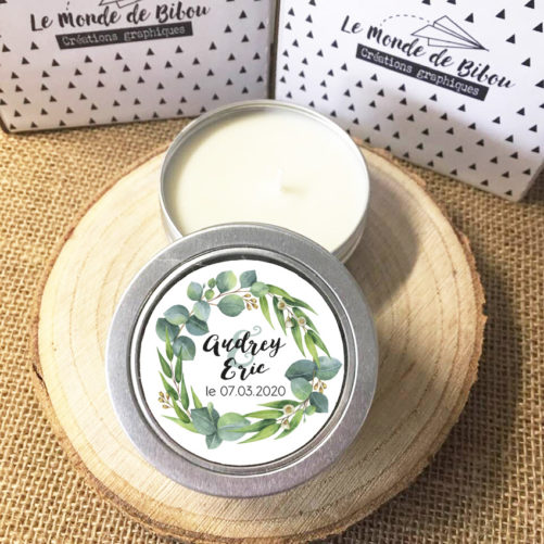 Bougie Mariage Couronne d'Eucalyptus