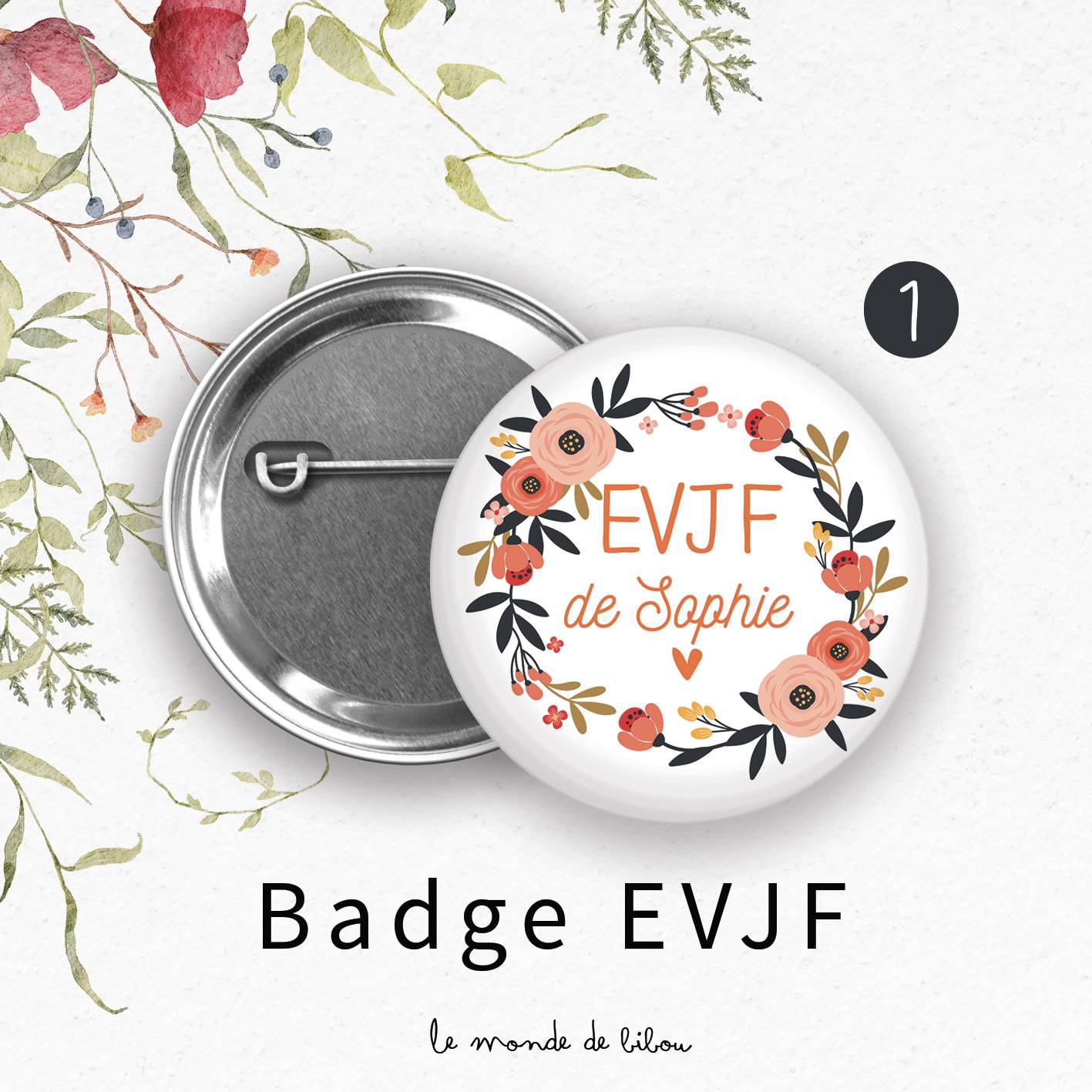 Lot 5 Badges personnalisé EVJF