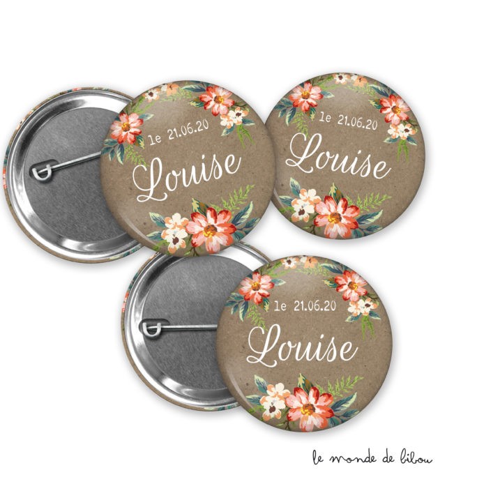 Lot de 12 Badges thème fleurs